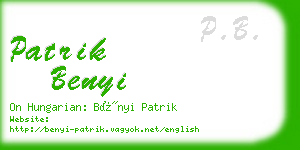 patrik benyi business card